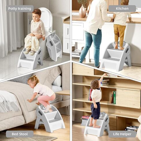 Folding Kids Step Stool for Bathroom and Potty Training,Anti-Slip, Anti-Tip A-Frame Design with 10-Second Setup-Potty 2 Step Stool for Toddlers in Saudi Arabia