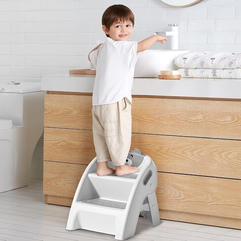 Folding Kids Step Stool for Bathroom and Potty Training,Anti-Slip, Anti-Tip A-Frame Design with 10-Second Setup-Potty 2 Step Stool for Toddlers in Saudi Arabia