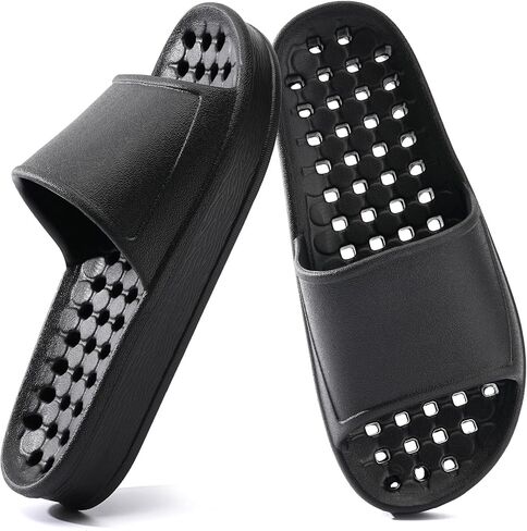 أحذية دش للنساء والرجال مع ثقوب الصرف تدليك صندل شريحة شريحة ناعمة مملوءة بانزلاق شرائح بركة سباحة راحة سميكة صالة ألعاب رياضية سميكة أحذية دش تجفيف سريع الحمام سبا in Kuwait