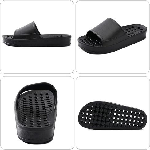 أحذية دش للنساء والرجال مع ثقوب الصرف تدليك صندل شريحة شريحة ناعمة مملوءة بانزلاق شرائح بركة سباحة راحة سميكة صالة ألعاب رياضية سميكة أحذية دش تجفيف سريع الحمام سبا in Kuwait