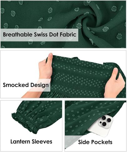 RITERA Plus Size Fall Dresses for Curvy Women Maxi Wedding Guest Long Sleeve Smocked Swiss Dot Winter Dress Pockets XL-5XL in Saudi Arabia