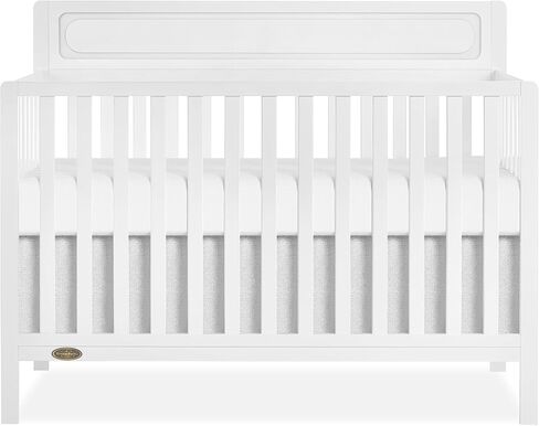 Dream On Me Avery 5-in-1 Convertible Crib Crib باللون الأبيض ، Greenguard Gold & JPMA ، 3 مراتب ، يتحولون إلى طفل صغير ، سرير كامل الحجم ، قم بإنشاء حضانة آمنة وصديقة للطفل in Kuwait