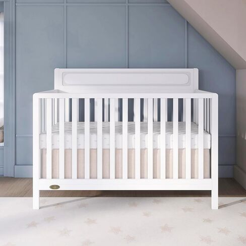 Dream On Me Avery 5-in-1 Convertible Crib Crib باللون الأبيض ، Greenguard Gold & JPMA ، 3 مراتب ، يتحولون إلى طفل صغير ، سرير كامل الحجم ، قم بإنشاء حضانة آمنة وصديقة للطفل in Kuwait