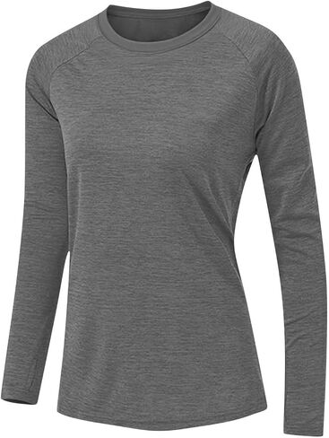 Long Sleeve Shirts for Women Fall Fashion Crewneck Basic Tops Loose Fitted Tops with Thumb Hole Outfits Clothes in Kuwait