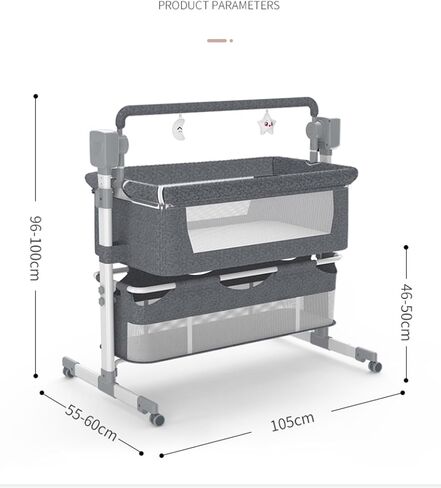 سرير سرير صغير من Bluetooth Smart Bed Smart ، Baby Bassinet Beder Sleeper ، بجانبي سرير مع عجلات ، وسرير نوم مشترك قابلة للطي مع 5 تروس متطايرة وبعيدة (601 وردي) in Saudi Arabia
