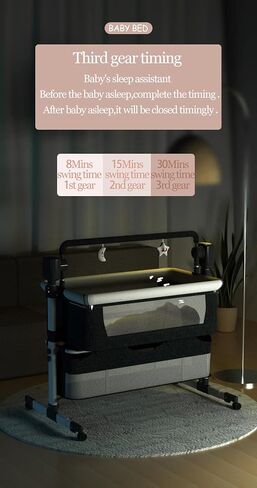 سرير سرير صغير من Bluetooth Smart Bed Smart ، Baby Bassinet Beder Sleeper ، بجانبي سرير مع عجلات ، وسرير نوم مشترك قابلة للطي مع 5 تروس متطايرة وبعيدة (601 وردي) in Saudi Arabia