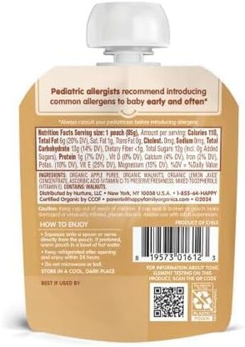 Happy Baby Organics Nutty Blends Stage 2, Bananas & Peanut Butter Organic Baby Food, Pack of 12 (3 oz each) in Saudi Arabia