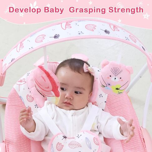 Baby Swing for Infants, Compact Foldable Newborn Swing with 5 Speeds, Music & Soothing, Cute Floral Pattern Soft Cushion Seat,Timer & Removable Bar, Indoor Use, 0-9 Months (6-20 lbs) Pink in Saudi Arabia