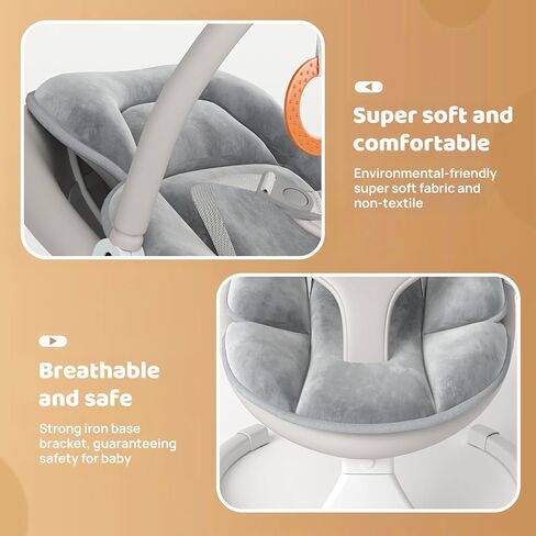 FEITIONG Baby Rocker|Bluetooth Baby Swing 5-Speed Motion & Comfort Design | Portable Infant Chair with Machine-Washable Seat (0-12M, 20lb) in Saudi Arabia