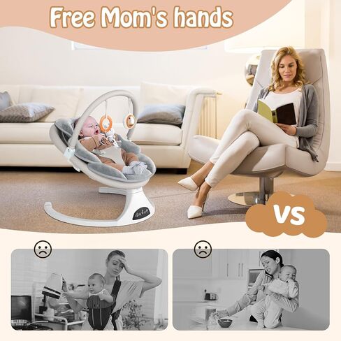FEITIONG Baby Rocker|Bluetooth Baby Swing 5-Speed Motion & Comfort Design | Portable Infant Chair with Machine-Washable Seat (0-12M, 20lb) in Saudi Arabia