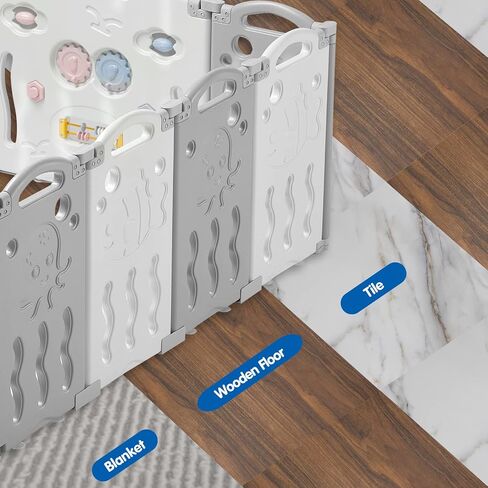 Albott Baby Fence Kid Playpen 18 Panel Albott Play Yard - Foldable Kids Safety Activity Center Playard Safety Lock Gate,Adjustable Shape, Portable Design for Indoor and Outdoor (18 Panel, Grey+White) in Kuwait