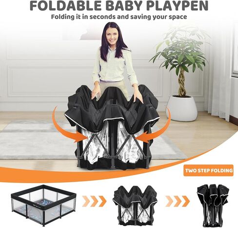 Taleco Gear Foldable Baby Play Pen with Mat, 50''x50'' Playpen for Babies and Toddlers, Playpen for Baby with Gate, Breathable,Foldable Travel Play Pen with 50 Ocean Balls in Saudi Arabia