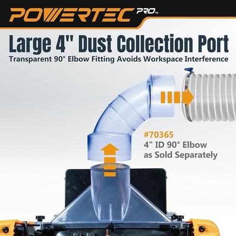 Powertec Pro Benchtop Thickness Planer - 13 "Workbench ، 15 Amp ، 3 -Blade ، Plantable Wood Planer for Woodworking ، W/شفاف 4" ميناء الغبار (PL1303) in Saudi Arabia