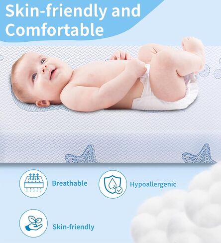 Pack and Play Mattress, 38x26'' Dual-Sided Memory Foam Pack N Play Mattresses for Playpen Playard Mini Crib Mattresses for Baby Includes Removable Washable Cover in Saudi Arabia