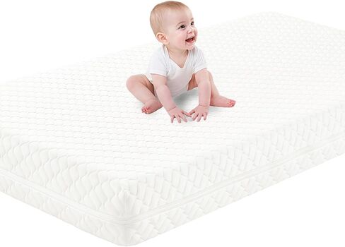 Crib Mattress, Dual-Sided Breathable Baby and Toddler Memory Foam Mattress with Removable and Washable Cover, 100% Knitted Fabric, Fits Standard Cribs and Toddler Beds, 52" x 28" x 5" in Saudi Arabia