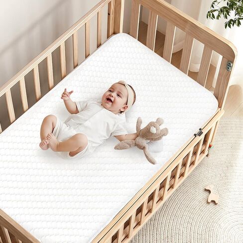 Crib Mattress, Dual-Sided Breathable Baby and Toddler Memory Foam Mattress with Removable and Washable Cover, 100% Knitted Fabric, Fits Standard Cribs and Toddler Beds, 52" x 28" x 5" in Saudi Arabia