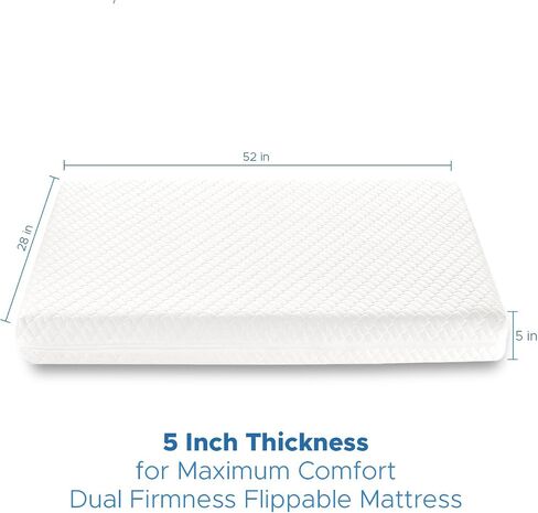 Crib Mattress, Dual-Sided Breathable Baby and Toddler Memory Foam Mattress with Removable and Washable Cover, 100% Knitted Fabric, Fits Standard Cribs and Toddler Beds, 52" x 28" x 5" in Saudi Arabia