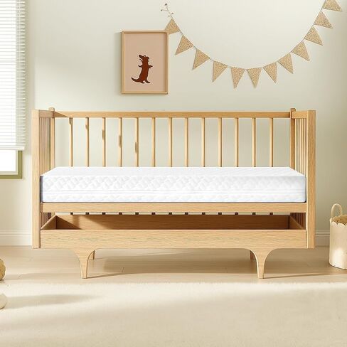 Crib Mattress, Dual-Sided Breathable Baby and Toddler Memory Foam Mattress with Removable and Washable Cover, 100% Knitted Fabric, Fits Standard Cribs and Toddler Beds, 52" x 28" x 5" in Saudi Arabia
