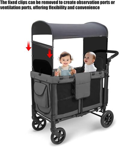 Side Breathable Sunshade Canopy with Clamps,UPF50+ Front and Rear Fence Sun Shields Compatible with Wonderfold Stroller Wagons W2/W4 All Model(1 Pack) in Saudi Arabia