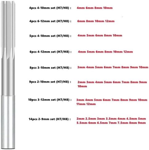 W6542 HSS Machine Tool Reamer H7, 1mm- 12mm Straight Shank Chuck Machine Tool Reamer Straight Slot Reamer Milling Cutter(10mm H7) in Kuwait