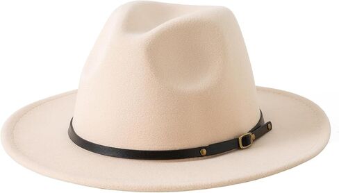 Lanzom Kids Girls Vintage Wide Brim Wool Felt Bowler Cap Bowknot Floppy Fedora Hat in Kuwait