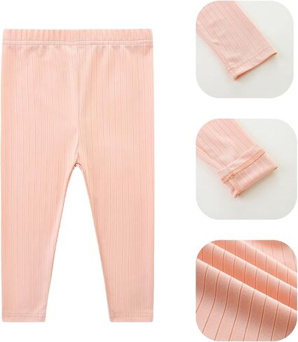 3 Pack Baby Girl Pants Set Solid Ribbed Toddler Girls Leggings for Infant Stretchy Fall Clothes in Kuwait