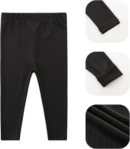 3 Pack Baby Girl Pants Set Solid Ribbed Toddler Girls Leggings for Infant Stretchy Fall Clothes in Kuwait