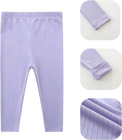 3 Pack Baby Girl Pants Set Solid Ribbed Toddler Girls Leggings for Infant Stretchy Fall Clothes in Kuwait
