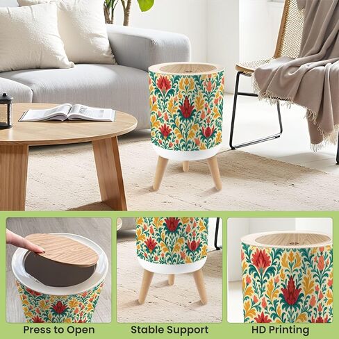 Bathroom Trash Can with Lid Surfer Dinosaur Seamless Dinosaur Drawing Fun for Kids Fabrics Garbage Bin Waste Basket for Kitchen Office Bedroom Decoration Diaper Pail 1.8 Gallon in Kuwait