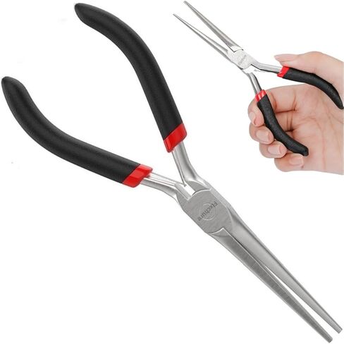 6 Inch Long Needle Nose Pliers Set 2 PCs – Heavy Duty Carbon Steel, Insulated, Non-Serrated, Long Nose Pliers with PVC Coating & Rust Proof Finish for Long Reach in Kuwait