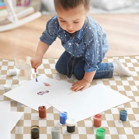 Baby Splat Mat for Under High Chair, 51 x 51 Inch | Polyester Splash Mat,Wipe-Clean, Thin & Light.Use As Food , Tablecloth, Picnic,Play ,Floor,Under High Chair Mat（Checked） in Saudi Arabia