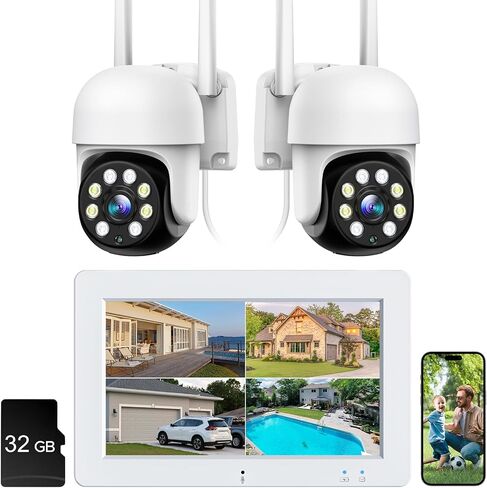 نظام كاميرات الأمان ، 3MP Cameras Outdoor ، WiFi Connect بـ NVR مع شاشة اللمس 7 "، 4CH 32GB SD ، زوجًا تلقائيًا ، مكونًا في اللعب ، 3 رؤية ليلية ، سجل 24/7 ، صوتيان ، مراقبة منزلية ، مراقبة منزلية in Kuwait