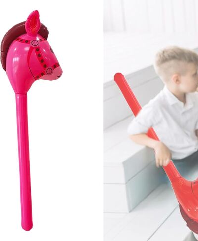 Horse Head Stick Toy, Fun Riding Prop for Birthday Events, Rose red in Kuwait