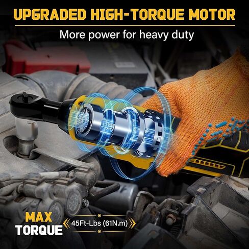 3/8" Cordless Ratchet Wrench for DEWALT 20V MAX Battery, 45 Ft-lbs(60 N.m) Power Electric Ratchet Tool Kit, Variable Speed Control, 7 Sockets, 1/4"Adapter & 3" Extension Bar (Tool Only) in Kuwait