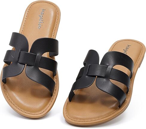 Mazeskin Womens Memory Foam H-Band Summer Summer Flat Slide Slide in Kuwait