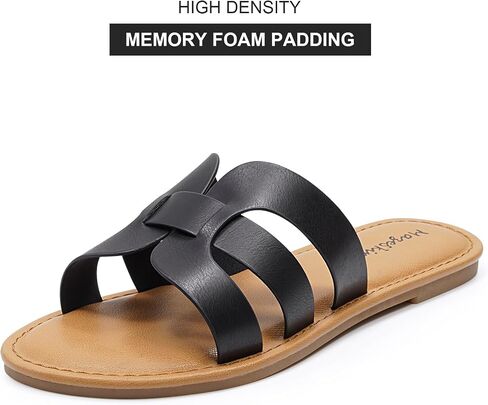 Mazeskin Womens Memory Foam H-Band Summer Summer Flat Slide Slide in Kuwait