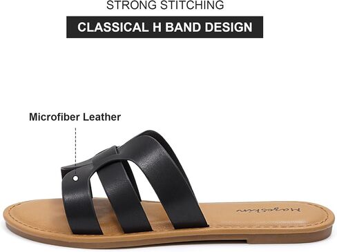Mazeskin Womens Memory Foam H-Band Summer Summer Flat Slide Slide in Kuwait