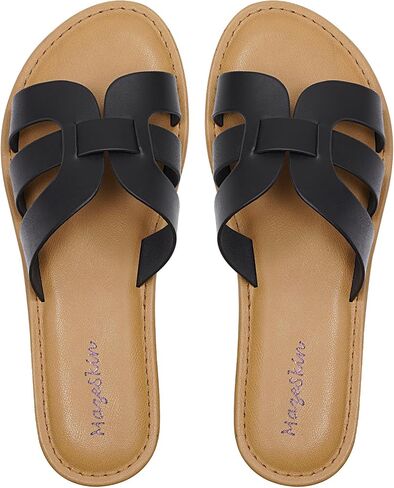 Mazeskin Womens Memory Foam H-Band Summer Summer Flat Slide Slide in Kuwait
