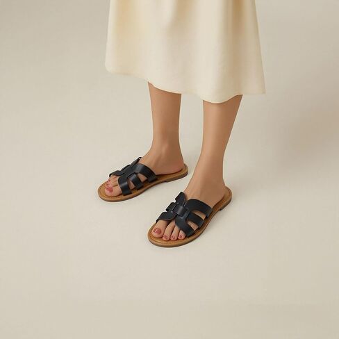 Mazeskin Womens Memory Foam H-Band Summer Summer Flat Slide Slide in Kuwait