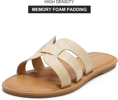 Mazeskin Womens Memory Foam H-Band Summer Summer Flat Slide Slide in Kuwait