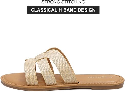 Mazeskin Womens Memory Foam H-Band Summer Summer Flat Slide Slide in Kuwait