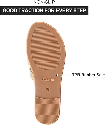 Mazeskin Womens Memory Foam H-Band Summer Summer Flat Slide Slide in Kuwait