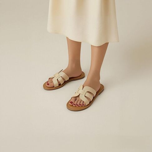 Mazeskin Womens Memory Foam H-Band Summer Summer Flat Slide Slide in Kuwait