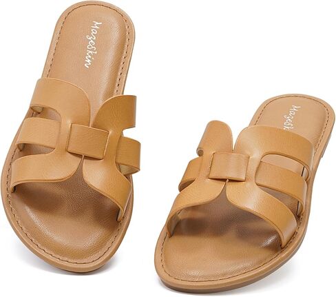 Mazeskin Womens Memory Foam H-Band Summer Summer Flat Slide Slide in Kuwait
