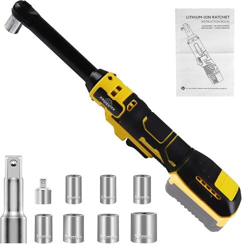 3/8" Cordless Ratchet Wrench, Compatible with DEWALT 20V MAX Battery, 74Ft-Lbs Brush Motor Electric Ratchet with Variable Speed, 3/8" & 1/4" Adapters, 3" Extension Bar (Tool Only) in Saudi Arabia