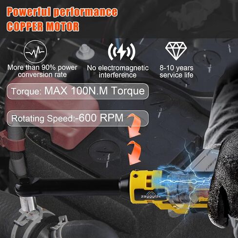 3/8" Cordless Ratchet Wrench, Compatible with DEWALT 20V MAX Battery, 74Ft-Lbs Brush Motor Electric Ratchet with Variable Speed, 3/8" & 1/4" Adapters, 3" Extension Bar (Tool Only) in Saudi Arabia