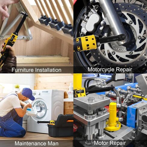 3/8" Cordless Ratchet Wrench, Compatible with DEWALT 20V MAX Battery, 74Ft-Lbs Brush Motor Electric Ratchet with Variable Speed, 3/8" & 1/4" Adapters, 3" Extension Bar (Tool Only) in Saudi Arabia