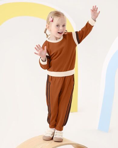 SANMIO Toddler Girl Clothes Outfits Cute Color Block Long Sleeves Top and Pants Sweatsuit 2 Piece Fall Clothing Set in Saudi Arabia
