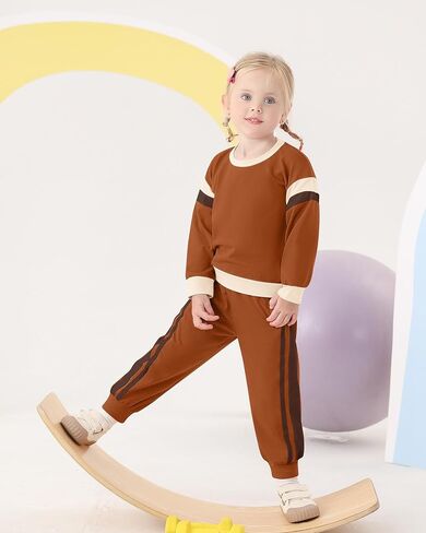 SANMIO Toddler Girl Clothes Outfits Cute Color Block Long Sleeves Top and Pants Sweatsuit 2 Piece Fall Clothing Set in Saudi Arabia
