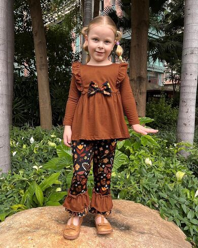 Wesidom Toddler Girl Girl Clothes كتف الكتف أعلى+السراويل الزهرية 1-6T ملابس الصغار الفتيات in Kuwait